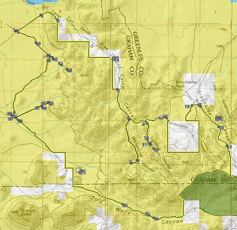 Peloncillos Mountains Wilderness Proposed LWC Detail Maps with Photopoint Locations DETAIL MAP 1: WHITEHORSE - ENTIRE UNIT Whitehorse: ~12,446 acres contiguous to the Peloncillo Mountains Wilderness