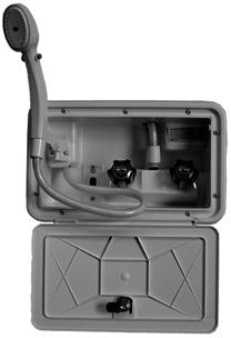 SECTION 7 PLUMBING SYSTEMS heater is ON and had sufficient time to heat the water. Open the door with the key and allow it to hinge down. 1. If dry camping, be sure the 12-volt water pump is ON. 2.