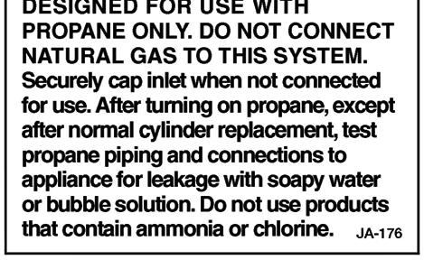 The propane leak detector solution can be purchased at most dealerships (if soapy water is used, make sure that the soap used does not contain ammonia or chlorine).