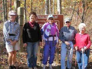 Hikers were Effaleda and Bob Lee (leader), Jane Bohannon, Brook Mueller, Karen Young, and guest Sherry Clevenger. Our picture is shown below.
