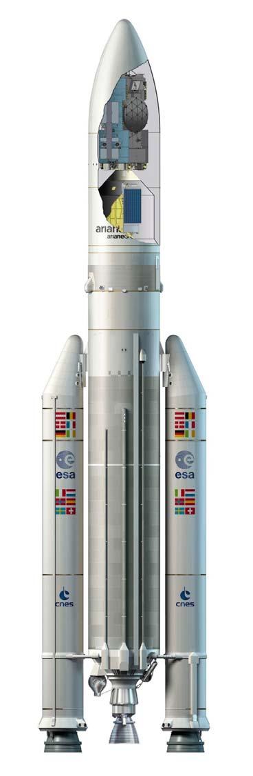 ARIANE 5 ECA LAUNCH VEHICLE The launcher is delivered to Arianespace by ArianeGroup as production prime contractor. 51.03 m. Fairing (RUAG Space): 17 m. Mass: 2.4 t.