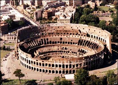 5. The Roman Colosseum Originally the Flavian Amphitheatre, the Roman Colosseum is located in centre city Rome, Italy. ConstrucLon started in A.D.
