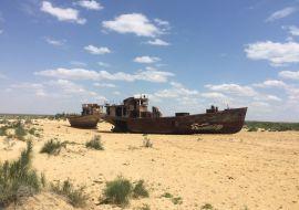 The Aral Sea Being once fourth-largest lake in the world, it has been shrinking over 60 years and now