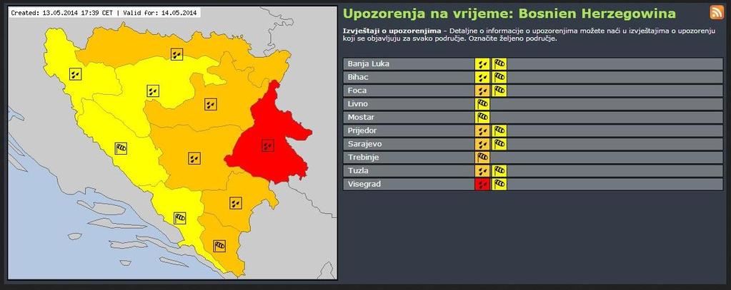 at 12 th for 14 th May RHMS RS issued RED METEOALARM and
