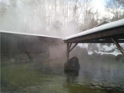 Outdoor hot springs are the perfect place for skiers to unwind after a day on the slopes.