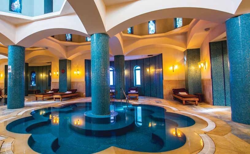 The Wellness Center located within the spa is designed to resemble a Turkish hammam and comprises two heated relaxation pools, a steam room, a
