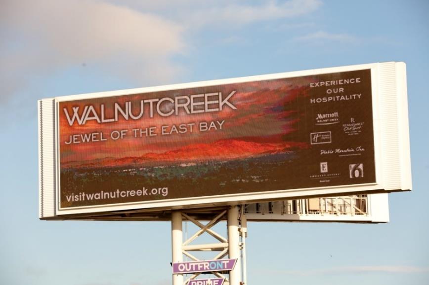 Bay Bridge Billboard In January, the CVB had the opportunity to showcase Walnut Creek Jewel of the East Bay to inbound East Bay visitors from the Bay Bridge, via a