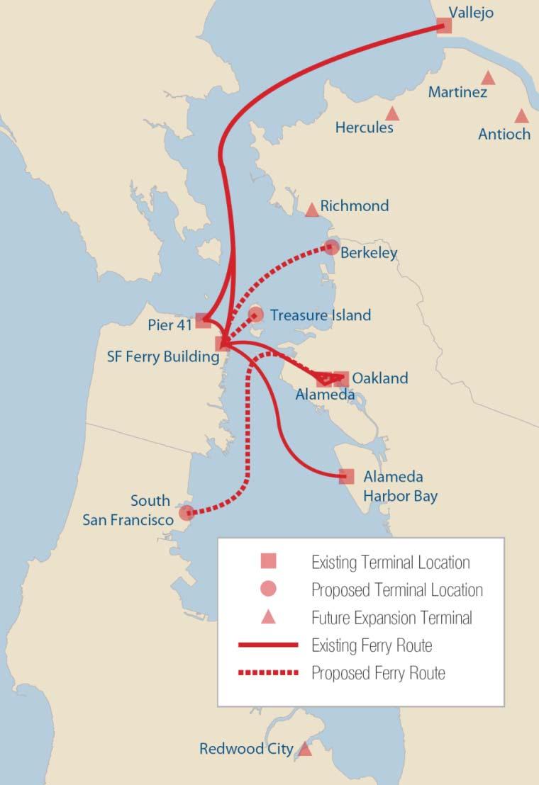 Future WETA Expansion Ferry Services System Expansion Plans Completed in 2003 8 New Routes Identified Redwood City South San