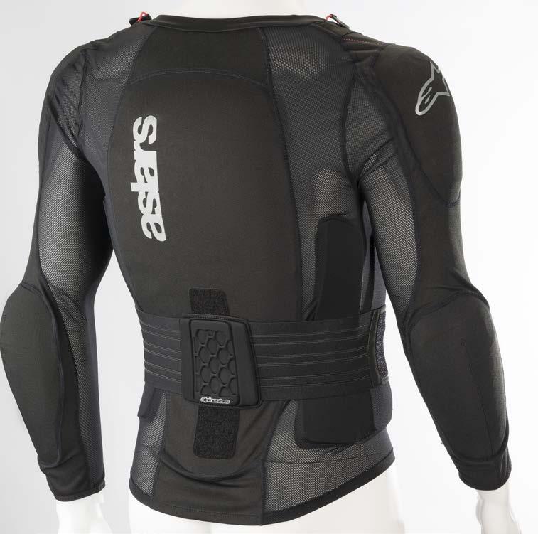 Single injected protectors are highly perforated for maximum breathability and air ventilation. Ergonomic protection plates contour to the natural curve of the back ensuring optimum fit while riding.