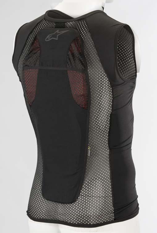 Open mesh stretch panel construction designed for slim fit which enables top to be worn under jersey.