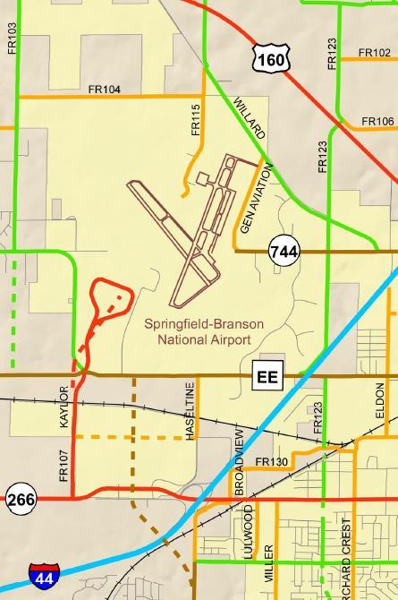 Figure 58 - Airport Access Source: OTO Major Thoroughfare Plan Surface Transportation The new midfield terminal was constructed in a different location on airport property, which required access from