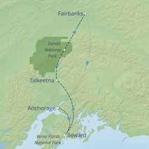 TOUR ALASKA Alaska Railroad Journey Duration 11 Days & 10 Nights Category Standard Private Tour From 3,645 Tour overview Travel along the full 756km of the Alaska Railroad from Seward to Fairbanks.