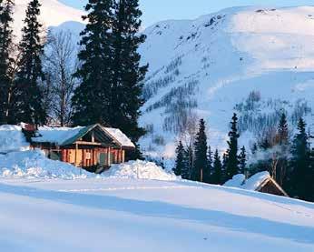 The lodge is reached in one hour by floatplane from Anchorage, or by ski plane in winter. The six individual log cabins provide a cosy and homely atmosphere.