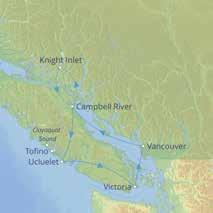 Stay in the pristine wilderness of Knight Inlet fjord and spend time along Vancouver Island s rugged west coast. This self-drive tour features.