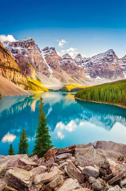 Travel through flat prairies, rugged badlands and the spectacular Canadian Rocky Mountains, passing turquoise lakes, glaciers, ancient forests and towering mountains en route.