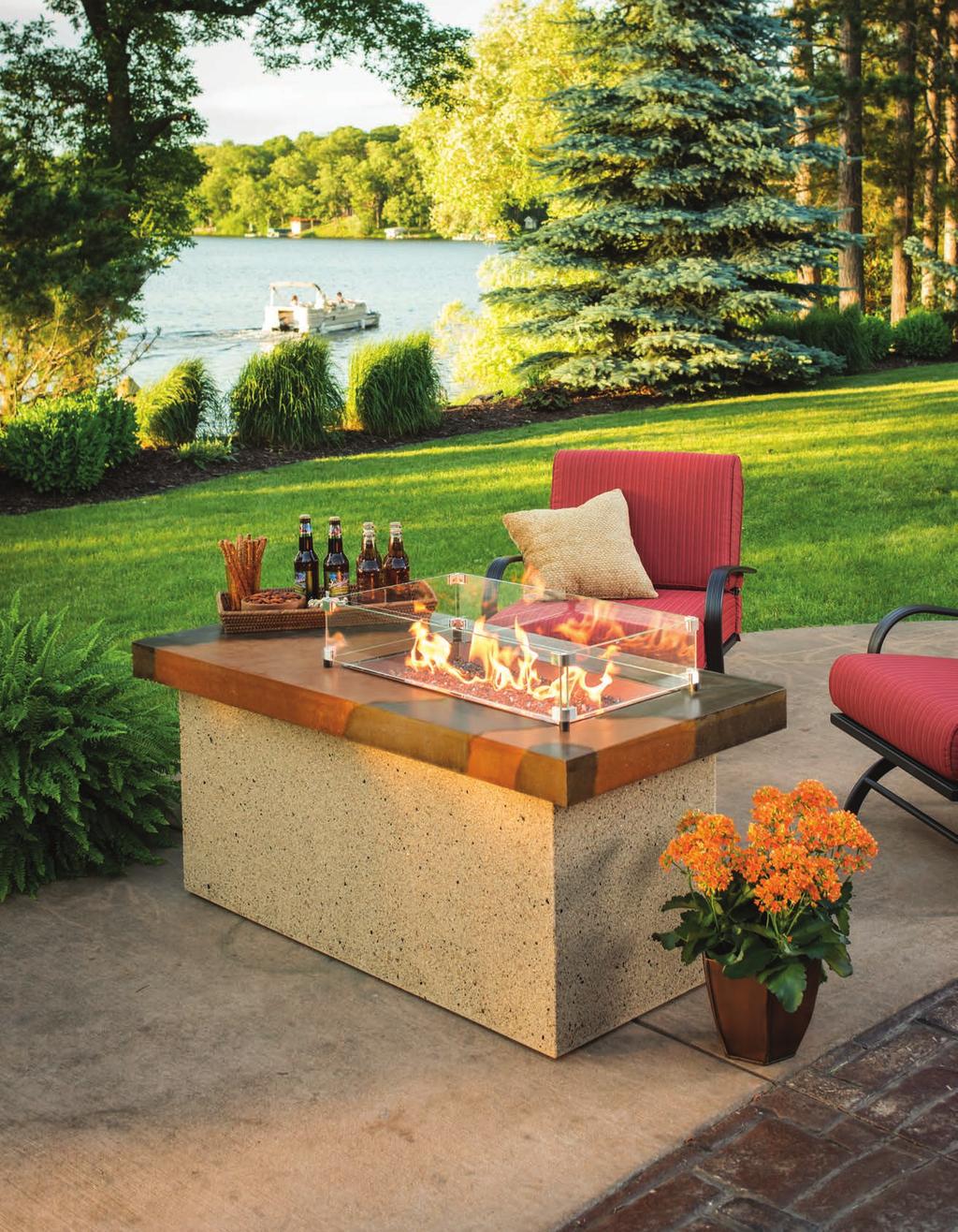 FIRE PITS A warm, cozy fire for every space Light up the night and add warmth to your outdoor space with a beautiful fire pit, fire pit table, or table top model.