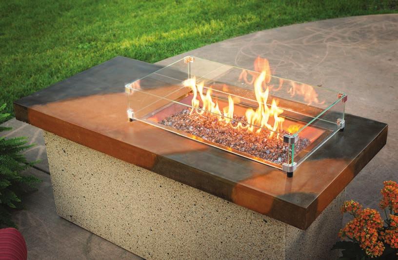 linear fire pit tables Montego Fire Pit Table Contemporary twist on casual Choose from Black or Balsam wicker base