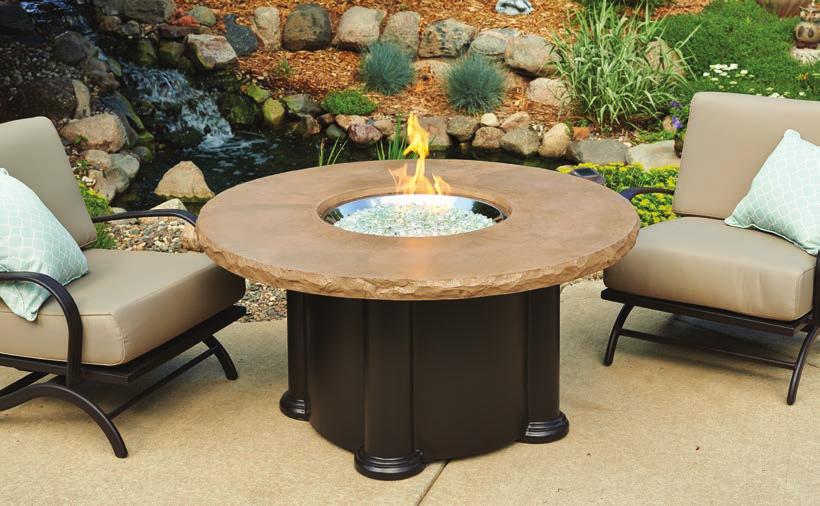 Supercast burner cover Optional Round Glass Guard 48" 26" Colonial Chat Fire Pit Table with Mocha Supercast Top