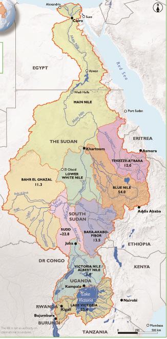 Albert Lakes). While, 86% originates from the Lofty Ethiopian Highlands: 59% through the Blue Nile (Abay), 14% Baro-Akobo (Sobat), and 13% Tekesse (Atbara) (Swain, 1997, p. 675).