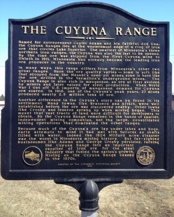 As more settlers arrived, the Village grew and gave birth to the Cuyuna Range. Cuyler Adams of Deerwood discovered the iron ore that started the mining boom.
