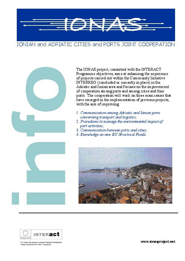 IONAS Brochure updated version: 1500 copies 2 new partners - Port of KOPER - AICCRE- Italian Association of the Council of European Municipalities and