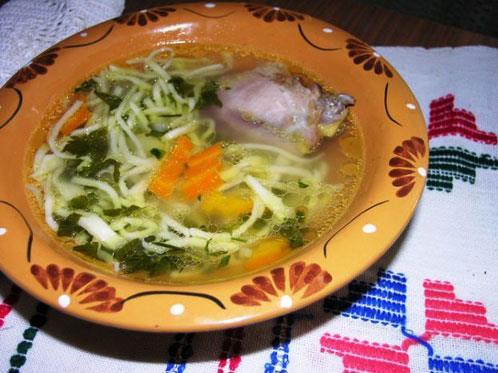 The soup is prepared based on chicken soup with