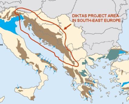 Dinaric region and DIKTAS project area the main orientation of the system is NW-SE, parallel to the Adriatic Sea NE Italy (Friuli)