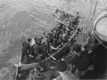 Some of the survivors of HMS Gurkha arriving at the Dutch destroyer Isaac Sweers Cornwall, though never having been told why he was there or the exact duty he was on Actionless and bored.