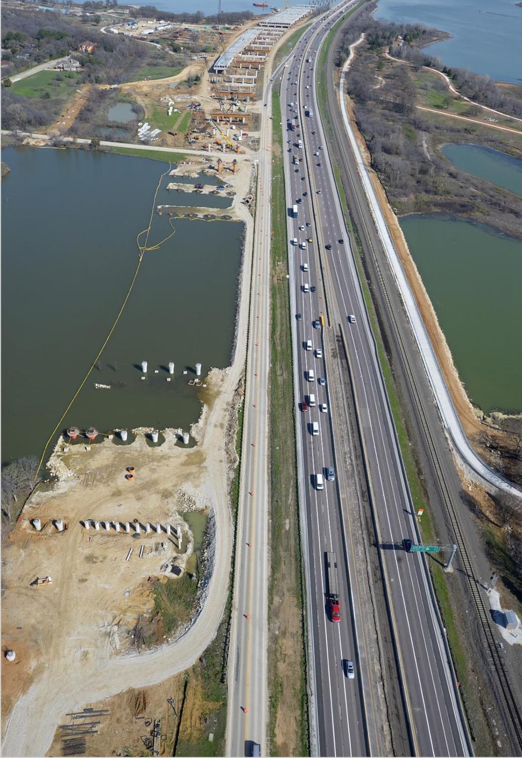 LAKE LEWISVILLE Southbound frontage road at portion of Lewisville Lake south of Highland Village Road Currently working on southbound