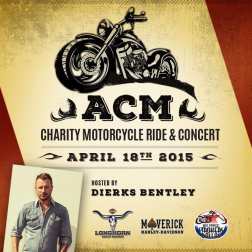 ACM CHARITY MOTORCYCLE RIDE & CONCERT Saturday, April 18 1-5 pm, expect patrons to begin arriving at 10:45 am Two routes I-20 to PGBT to Whitlock Lane/Sandy Lake Road to Maverick Harley Davidson in