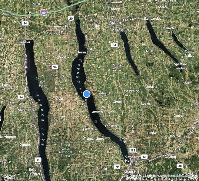 Cayuga Lake Second Largest Finger Lake in NY State Mean depth of 60 m Maximum depth