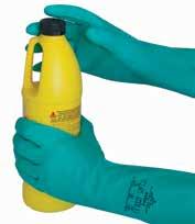 durable - has attained the maximum abrasion score as defined by EN 388 standards Flock lined/green Measure 33cm in length Protects Against Alcohols 3 Acids 3 Petrols 3 White