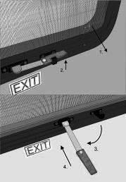 Your recreation vehicle may be equipped with one of the following exit window styles. Flip latch style (2 per window) Push up on the front lip of the latch and the latch unfolds.