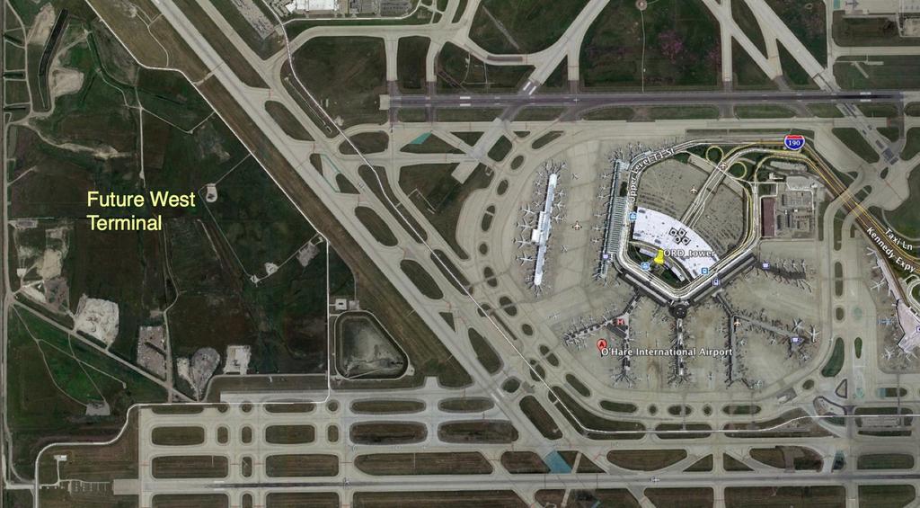 The airport master plan expects a new West terminal to be constructed in airport land shown in Figure 3.