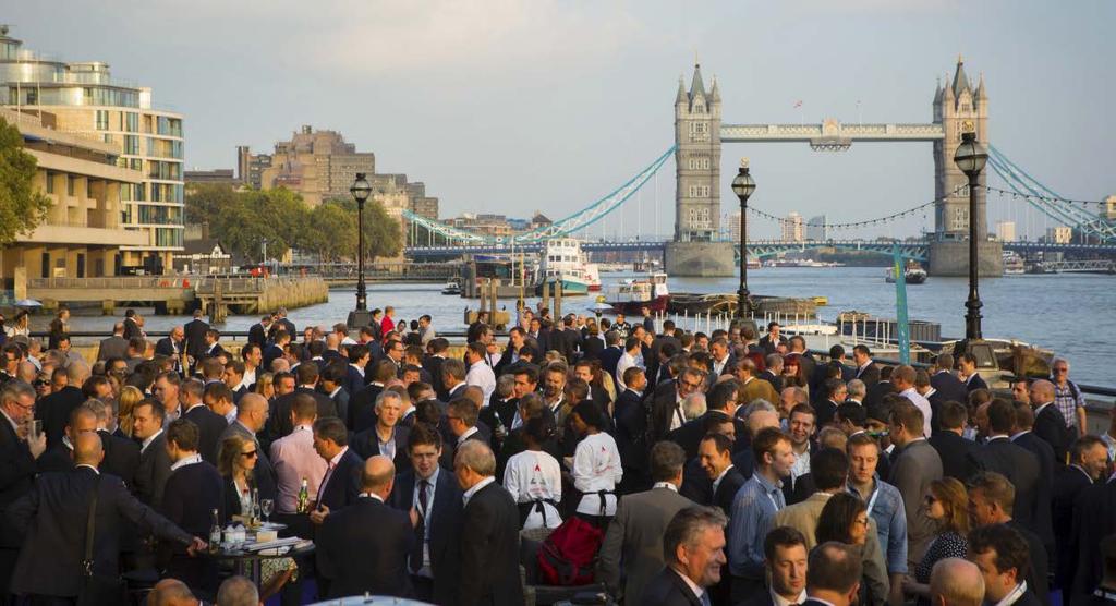10,000 +VAT 24th April & 25th Sept 2018 EVENING DRINKS SPONSORSHIP From 4:00pm on the Old Billingsgate Terrace we have our drinks reception, what better way to round up a day of deals than to enjoy a