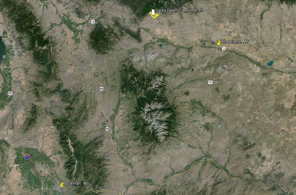 Daisy Dean Creek Ranch Location Map (Orange - BLM land, Blue - State land,