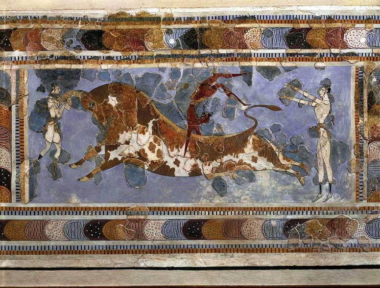 Bull-leaping, from the palace at Knossos (Crete), Greece, ca.
