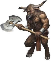 The Minotaur King Minos angered the gods and as revenge they allowed his wife to mate with a bull. She produced the Minotaur. He was hidden in a maze.