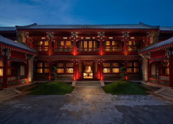Main Building Waldorf Astoria Hutong Courtyard Standing as a dramatic bronze building, designed by architects Adrian Smith