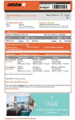 Digital Platforms ITINERARY EMAIL We can geo target to accommodate passengers flying into Adelaide.