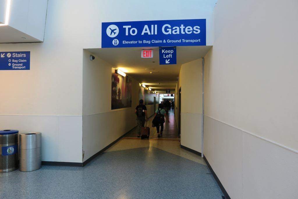 The pedestrian tunnel between the ticketing lobby and Security Screening Check Point in Terminal 1 has been narrowed to allow work to begin on a new terrazzo floor.