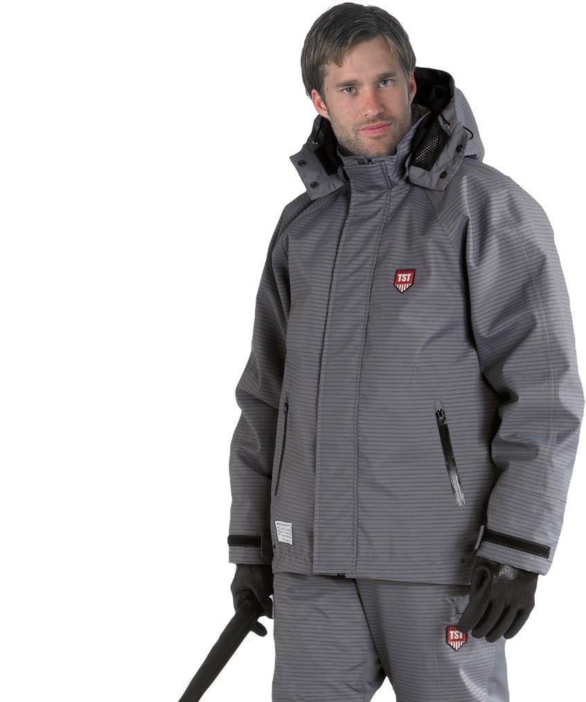 Openable ventilation in the armpits. 2 pockets with waterproof zippers. JACKET WITH HOOD 3-layer functional jacket which is CE certified for protection against High Pressure Cleaning.