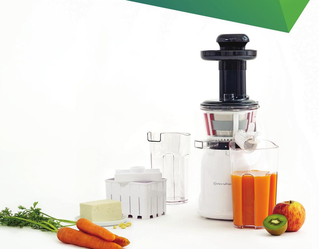 The Nutrex Press TM Juicer features a unique low-speed mechanism for maximum juice extraction, producing more juice, retaining more fiber, and releasing more nutrients.