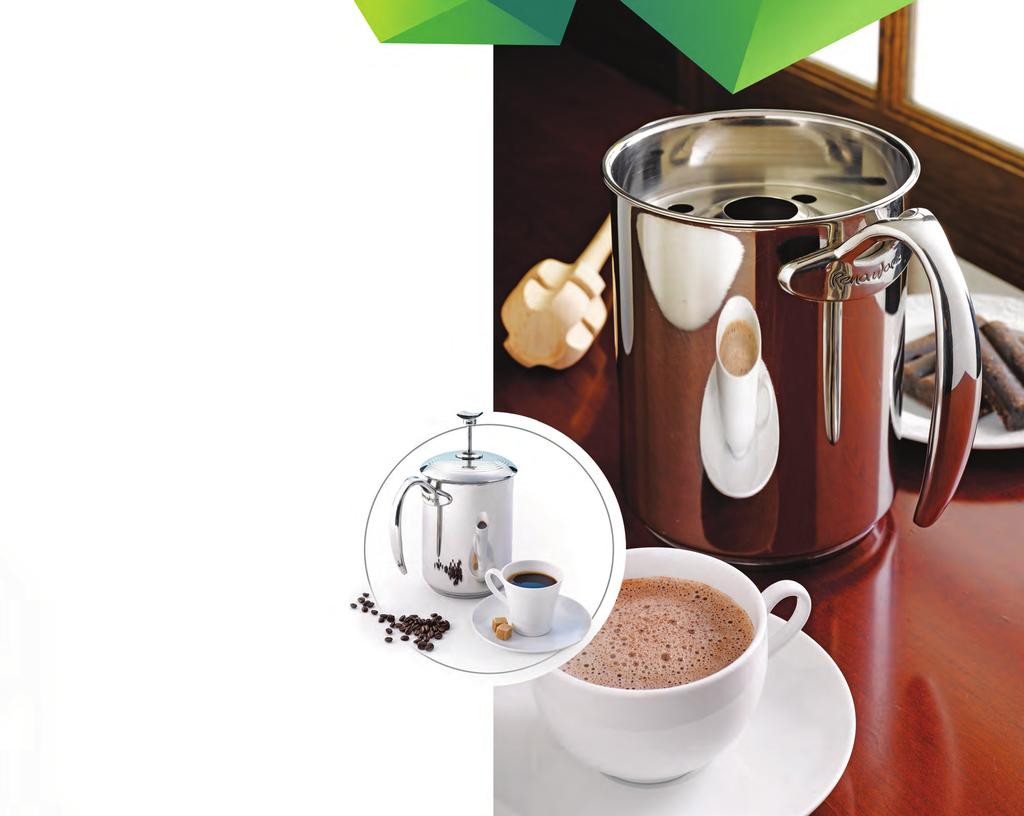 COFFEE PRESS/ CHOCOLATERA Your multi-purpose hot beverage maker. CHOCOLATE Prepare delicious, frothy hot chocolate using included molinillo. Special slotted cover keeps milk from boiling-over.