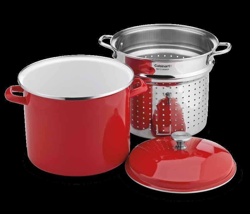 12 Qt. Steaming Set The right size pot to boil pasta, vegetables, homemade soups, chilis and stews.
