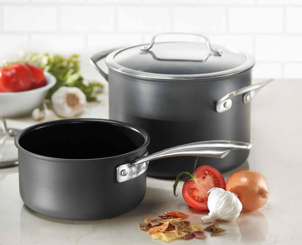 DS anodized dishwasher safe cookware Evolutionary Design Exclusive Cuisinart ArmorGuard protective technology offers a rich, hard anodized exterior finish with the convenience of dishwasher cleanup.