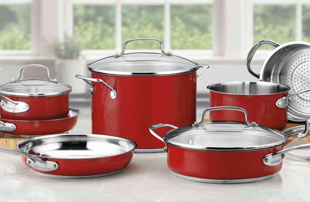 CHEF'S CLASSIC STAINLESS COLOR SERIES Chef s Classic Stainless Brilliant metallic red exterior paired with a professional stainless steel interior.