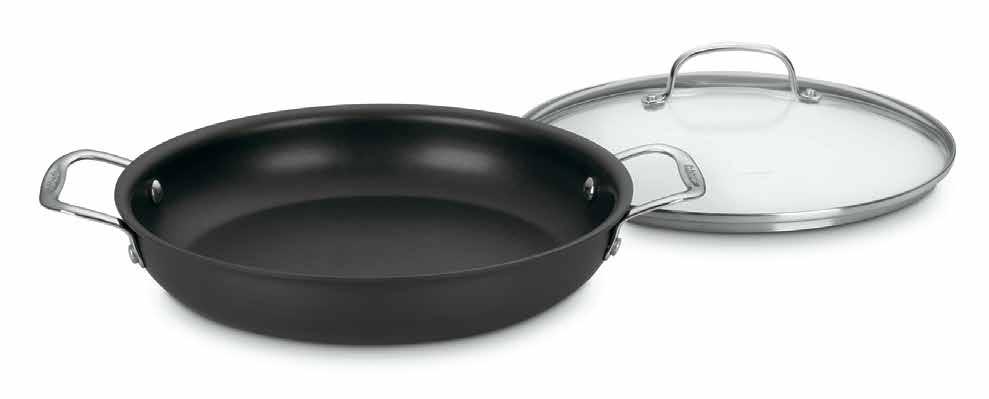 Crêpe Pan/Round Griddle Make sweet or savory crêpes, pancakes or grilled sandwiches. Hard anodized construction provides quick and even heating for perfect results without the wait!