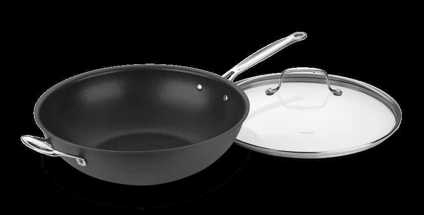 The nonstick surface requires less oil and the high heat quickly cooks poultry, fish and meats.