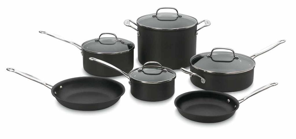 7-Piece Set This set includes everyday essentials designed for all basic cooking methods. Boil, simmer, fry, brown or reduce liquids.